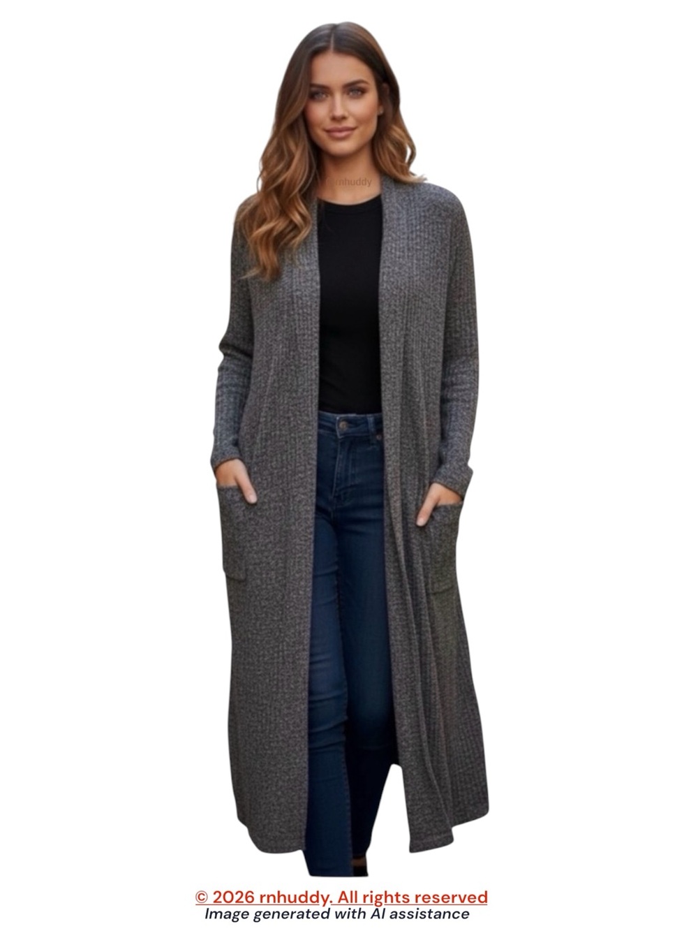 Banana Republic L grey ribbed open duster with pockets